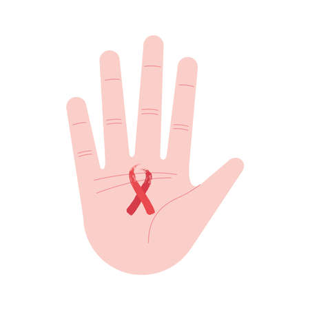 hand and aids day ribbon iconのイラスト素材