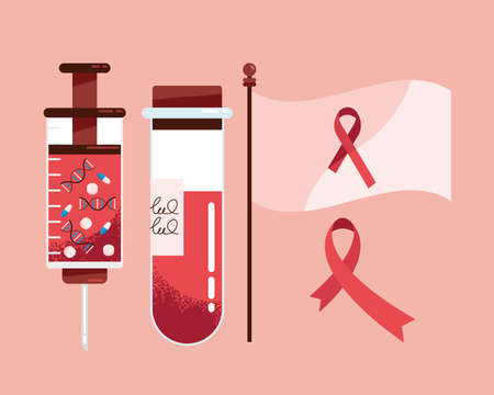 world aids day set iconsのイラスト素材