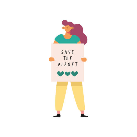 female ecologist with label characterのイラスト素材