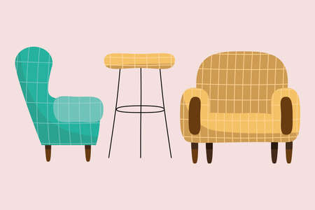 sofas and table livingroom furnitureのイラスト素材