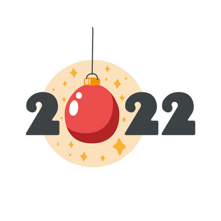 2022 happy year and ball hangingのイラスト素材