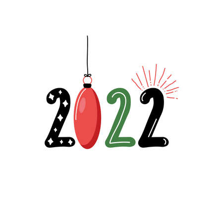 2022 happy year with drop hangingのイラスト素材