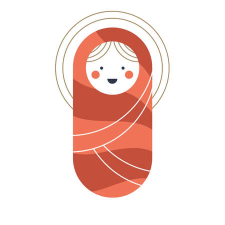 jesus baby manger character iconのイラスト素材
