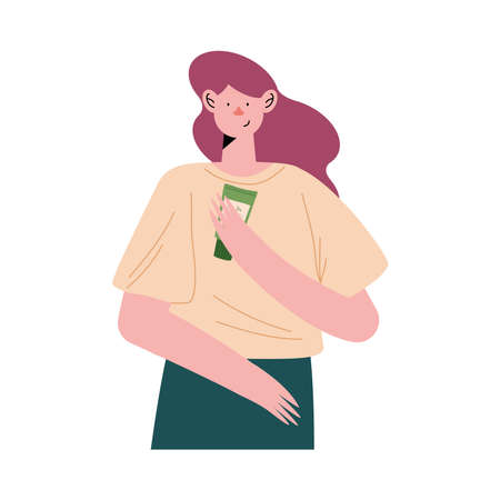 woman with cosmetic product characterのイラスト素材