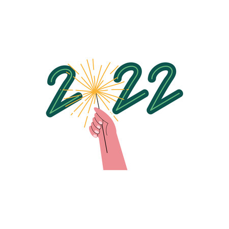 2022 happy year and fireworks celebration