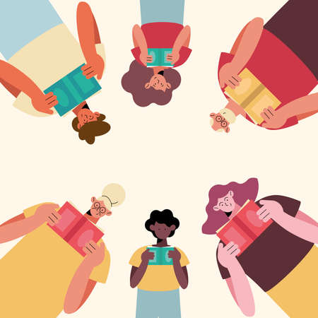 generations persons reading characters groupのイラスト素材