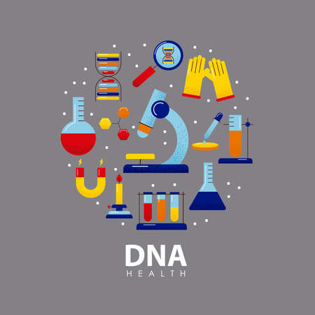 twelve dna study set iconsのイラスト素材