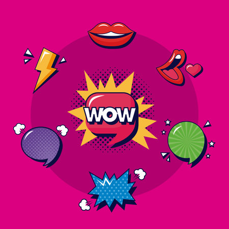 seven pop art set expressionsのイラスト素材