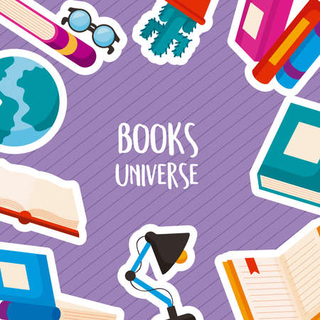books universe set icons frameのイラスト素材