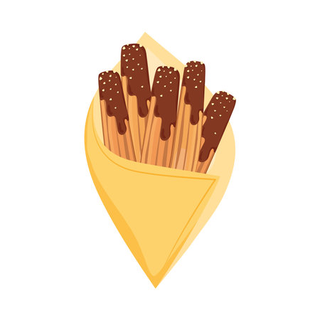 churros with chocolate sauceのイラスト素材