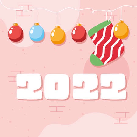 2022 year with sock and ballsのイラスト素材