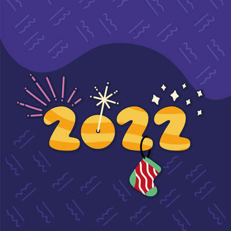 new year 2022 and sock templateのイラスト素材