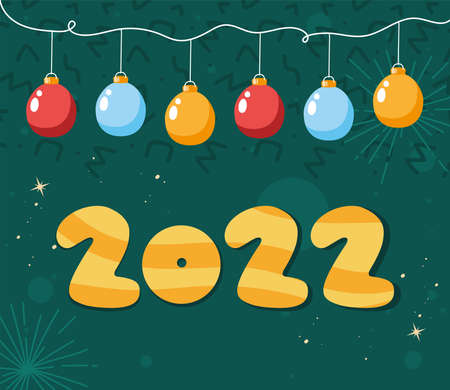 2022 year with balls hanging templateのイラスト素材