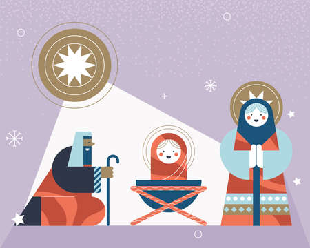 holy family and star christmas charactersのイラスト素材