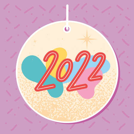 new year colorful tag hangingのイラスト素材