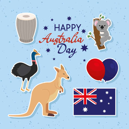 six australia day iconsのイラスト素材