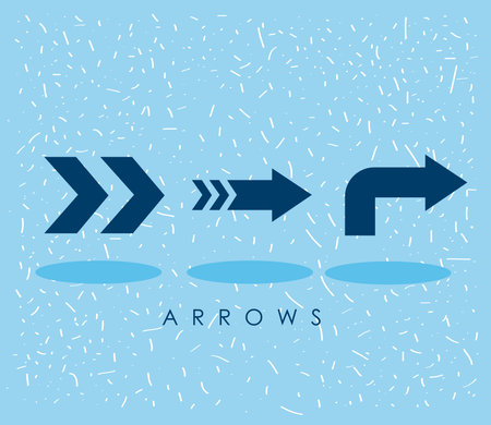 set of three blue arrowsのイラスト素材