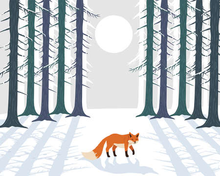 fox in day seascape sceneのイラスト素材