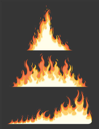 three fire flames set iconsのイラスト素材
