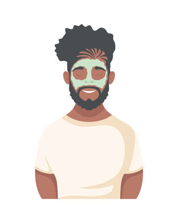 afro man with mask skincareのイラスト素材