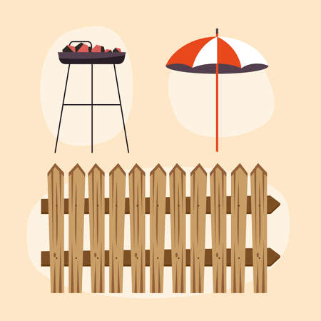 three bbq party set iconsのイラスト素材