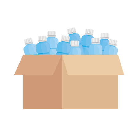 water bottles in boxのイラスト素材