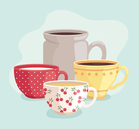 cute cups of ceramicのイラスト素材