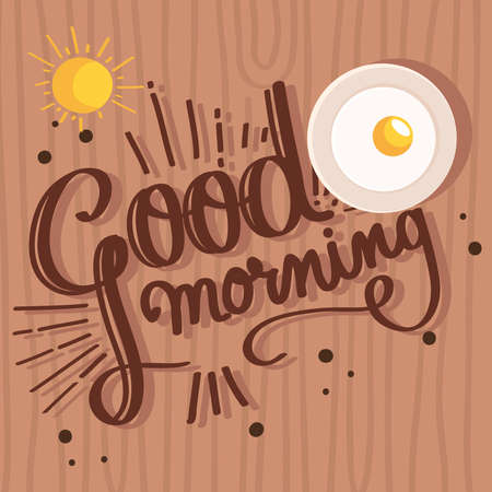 good morning with egg friedのイラスト素材