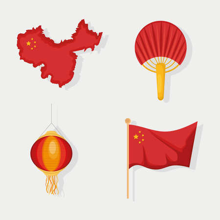 four chinese culture iconsのイラスト素材