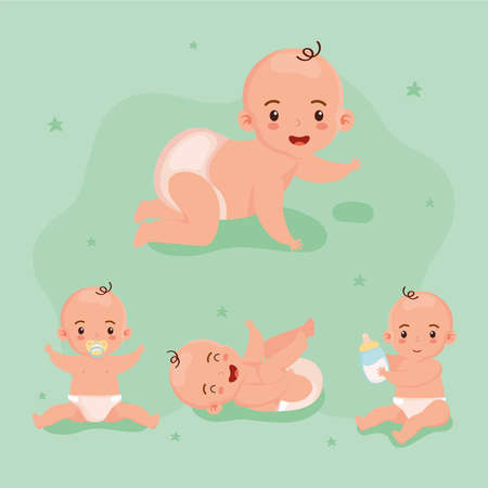 little babies four charactersのイラスト素材