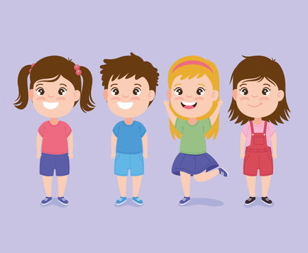 group cute kidsのイラスト素材