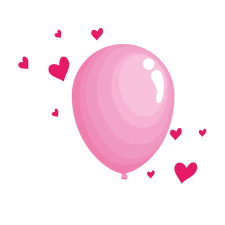 pink balloon helium with heartsのイラスト素材