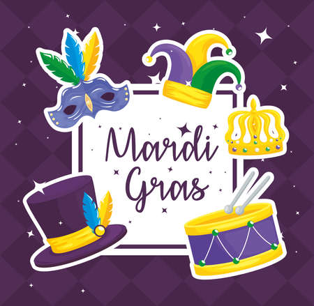 happy mardi gras postcardのイラスト素材