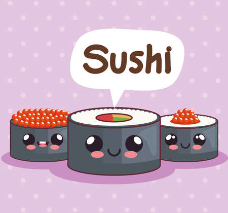 three sushi charactersのイラスト素材