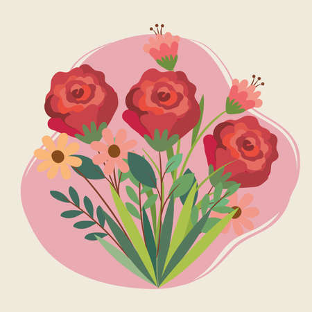 red flowers gardenのイラスト素材