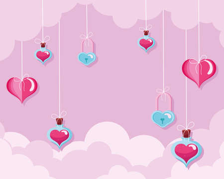 hearts love hangingのイラスト素材