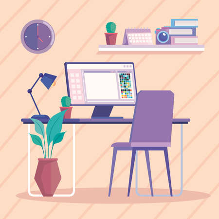 designer worlplace furnitureのイラスト素材