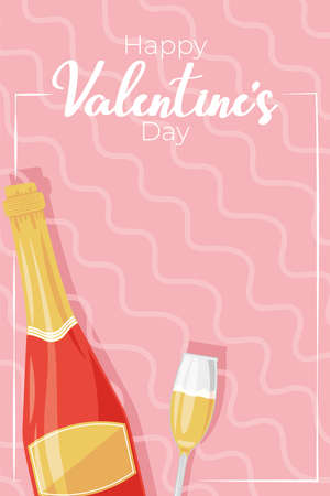 valentines day card with champagneのイラスト素材