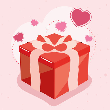 valentines gift with hearts iconsのイラスト素材