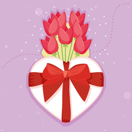 heart gift and flowers iconsのイラスト素材
