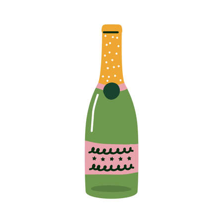 champagne bottle gold label iconのイラスト素材