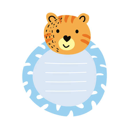 note planner tiger character iconのイラスト素材