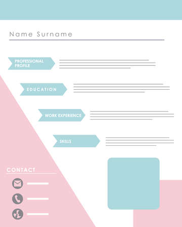 curriculum vitae blue template documentのイラスト素材