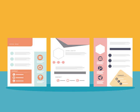 three curriculum vitae set templatesのイラスト素材