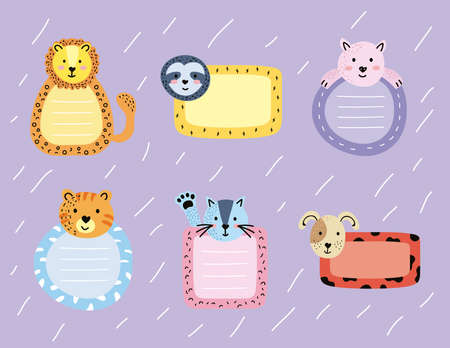 six cute planner set notesのイラスト素材