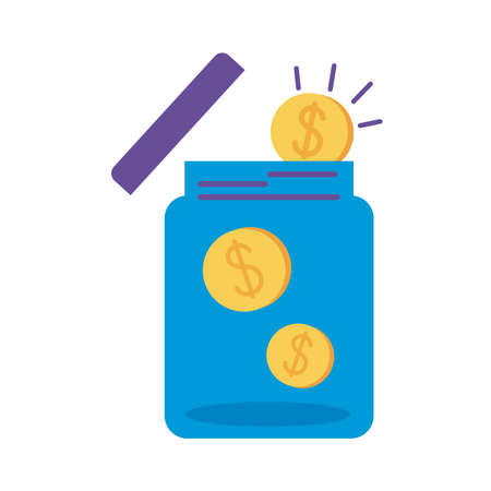 jar glass with coins dollarsのイラスト素材