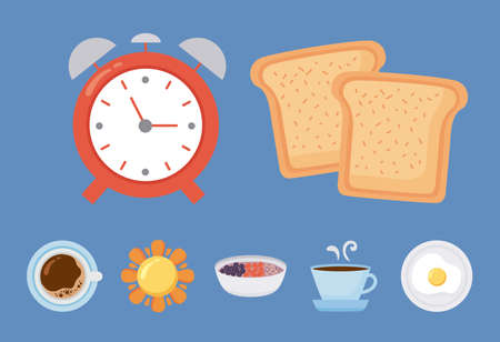 seven good morning set iconsのイラスト素材