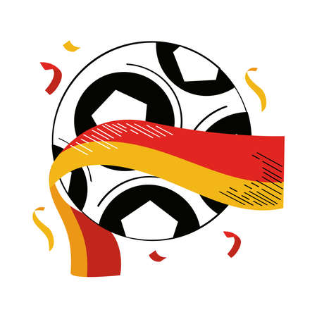 soccer balloon and ribbon decorationのイラスト素材