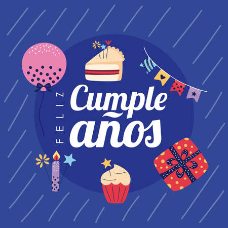 birthday celebration invitation with iconsのイラスト素材