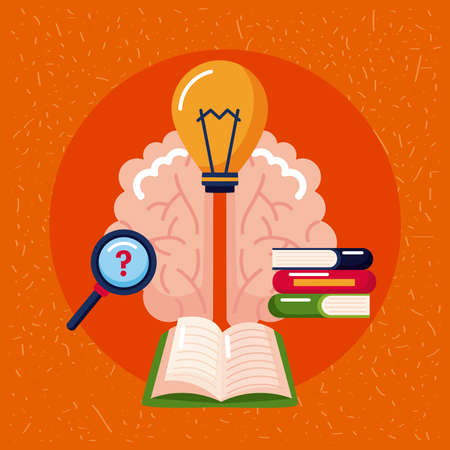 brain and knowledge set iconsのイラスト素材